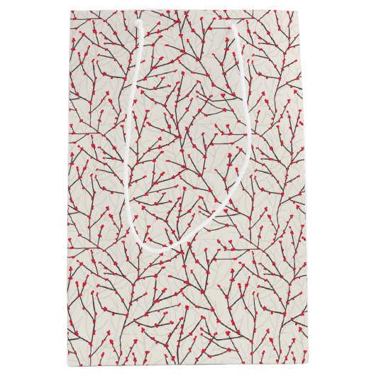 Handgetekende rode winterberrytakken medium cadeauzakje (Voorkant)