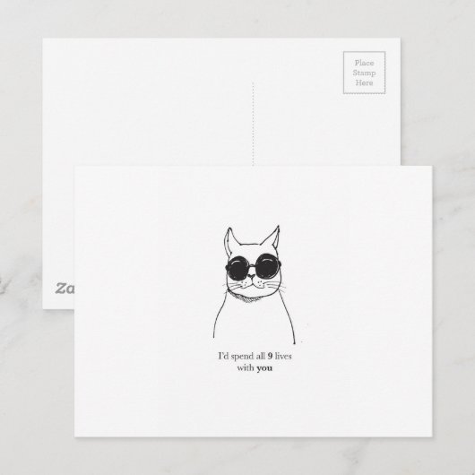 Handgetekende roemeense kat briefkaart (Voorkant / Achterkant)