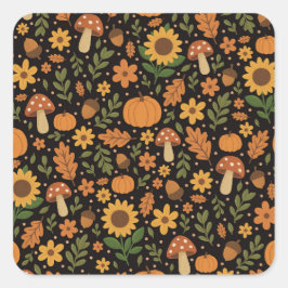 Handgetekende roestige herfstpatroon sticker