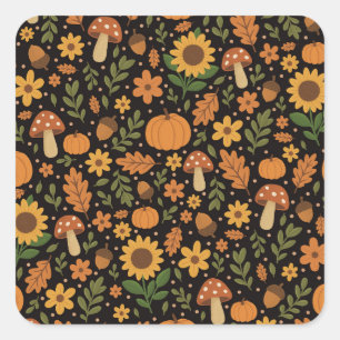 Handgetekende roestige herfstpatroon sticker