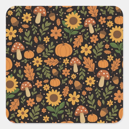 Handgetekende roestige herfstpatroon sticker (Voorkant)