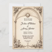 handgetekende Roos bruiloft uitnodiging (Voorkant)