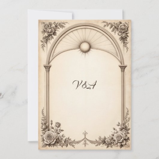 handgetekende Roos bruiloft uitnodiging (Achterkant)