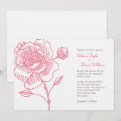 Handgetekende roos trouwuitnodiging roze kaart (Voorkant / Achterkant)