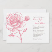 Handgetekende roos trouwuitnodiging roze kaart (Voorkant)