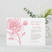 Handgetekende roos trouwuitnodiging roze kaart (Staand voorkant)