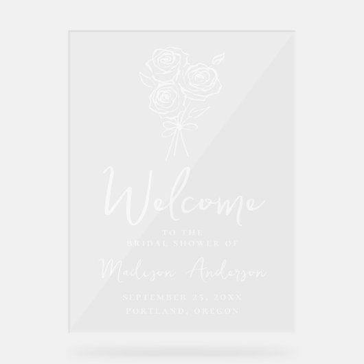 Handgetekende Rose Bouquet Vrijgezellenfeest Welko Acryl Bord (Voorkant)