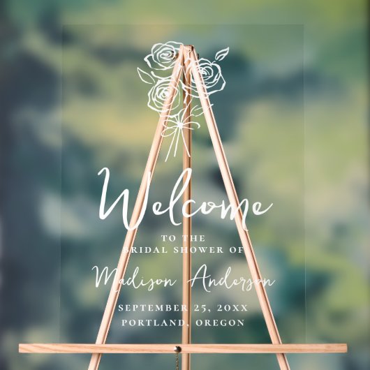 Handgetekende Rose Bouquet Vrijgezellenfeest Welko Acryl Bord (Neutraal)