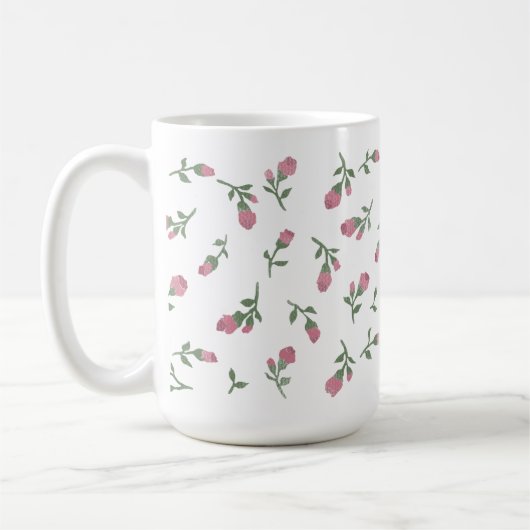 Handgetekende Rosebud Floral Mok (Links)