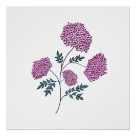 Handgetekende roze bloesem, elegante botanische le perfect poster