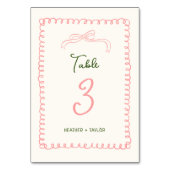 Handgetekende Roze en Groene Franse Fun Bruiloft Kaart (Voorkant)