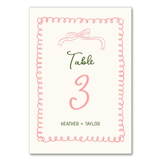 Handgetekende Roze en Groene Franse Fun Bruiloft  Kaart (Voorkant)