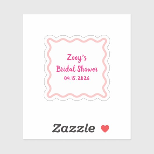 Handgetekende roze golvende rand bruidsdouche cute sticker (Vel)