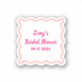 Handgetekende roze golvende rand bruidsdouche cute sticker (Voorkant)