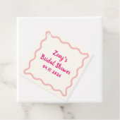 Handgetekende roze golvende rand bruidsdouche leuk bedankjes labels (In situ)