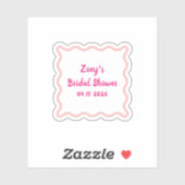 Handgetekende roze golvende rand bruidsdouche leuk sticker (Vel)