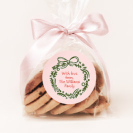 Handgetekende  Roze Kerstcadeau Sticker