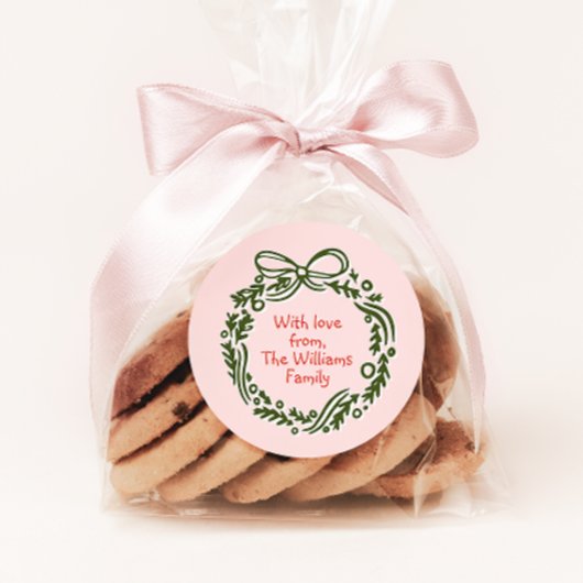 Handgetekende  Roze Kerstcadeau Sticker