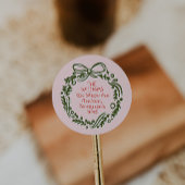 Handgetekende  Roze Kerstenveloppe Afdichtingen Ronde Sticker