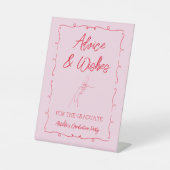 Handgetekende Roze & Rood Afstuderen Advies & Wens Reclamebord Met Voetstuk (Voorkant)