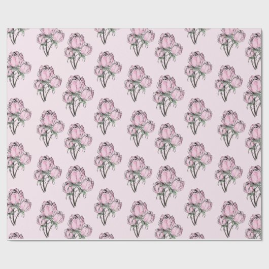 Handgetekende Rozen Cadeaupapier (Vlak)