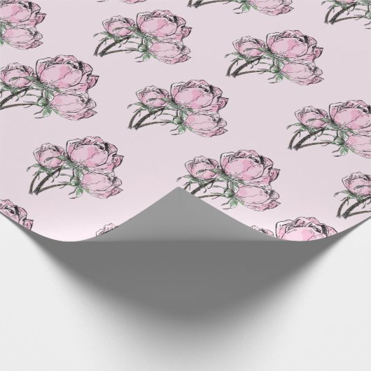 Handgetekende Rozen Cadeaupapier (Hoek)