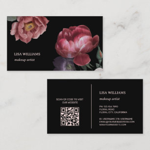 Handgetekende Rozen Flower Black Visitekaartje