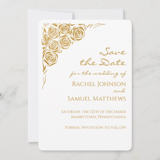 Handgetekende Rozen Modern Save the Date Wedding (Voorkant)