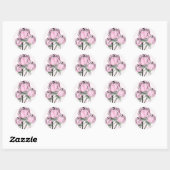 Handgetekende Rozen Ronde Sticker (Vel)