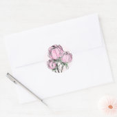 Handgetekende Rozen Ronde Sticker (Envelop)