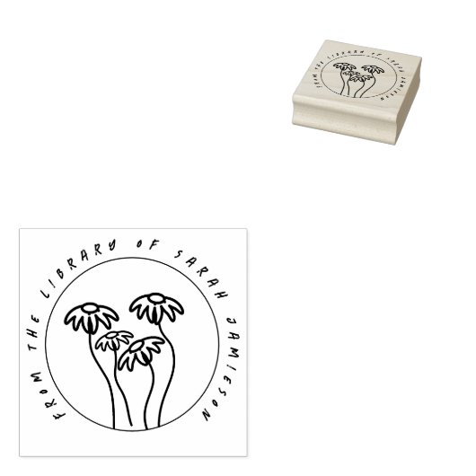 Handgetekende rustieke bloemen uit het bibliotheek rubberstempel (Gestempeld)
