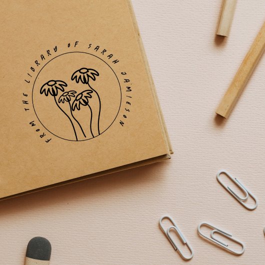 Handgetekende rustieke bloemen uit het bibliotheek rubberstempel