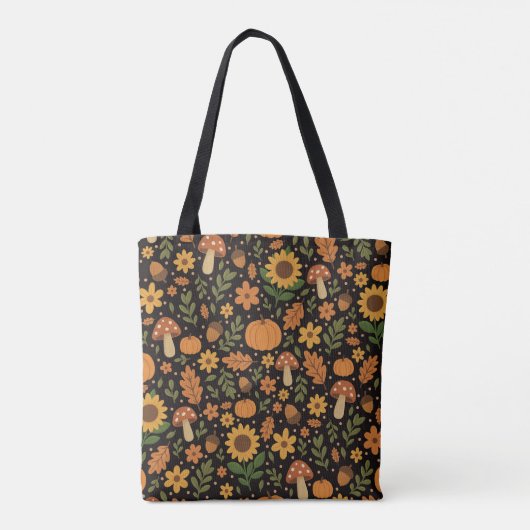 Handgetekende Rustieke Herfstpatroon Boodschappent Tote Bag (Achterkant)
