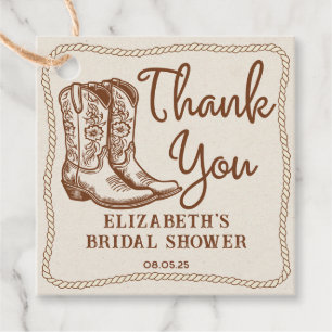 Handgetekende Rustieke Western Cowgirl Laarzen Dan Bedankjes Labels