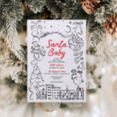 Handgetekende Santa Baby Christmas Baby shower Kaart