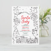 Handgetekende Santa Baby Christmas Baby shower Kaart (Staand voorkant)