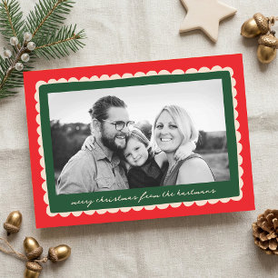 Handgetekende Scallop Horizontale Kerst Foto Feestdagenkaart