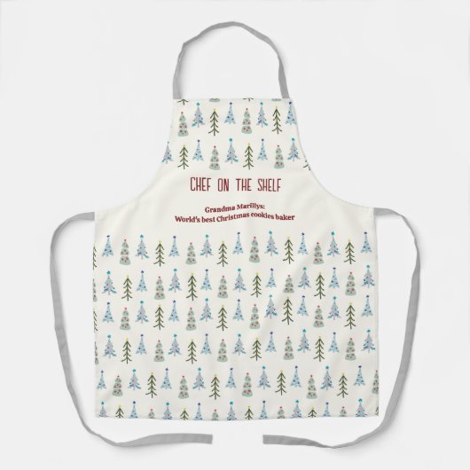 Handgetekende Scandinavische kerstbomen Schort (Voorkant)