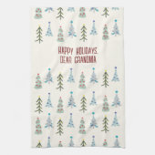 Handgetekende Scandinavische kerstbomen Theedoek (Verticaal)