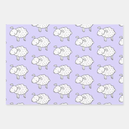 HANDGETEKENDE SCHAAPSTER EN TEDDYBEER CADEAUVERPAK INPAKPAPIER VEL (Voorkant)