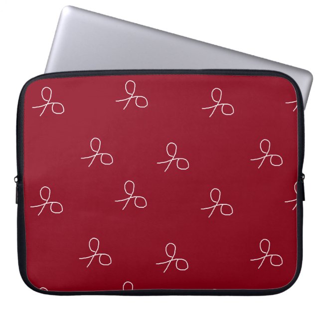 Handgetekende schaar op maroon red laptop sleeve (Voorkant)