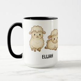 Handgetekende schapen Aangepast knuffelig Mok