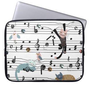 Handgetekende schattige cartoon naadloze afbeeldin laptop sleeve