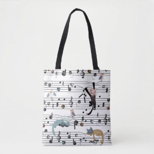 Handgetekende schattige cartoon naadloze afbeeldin tote bag