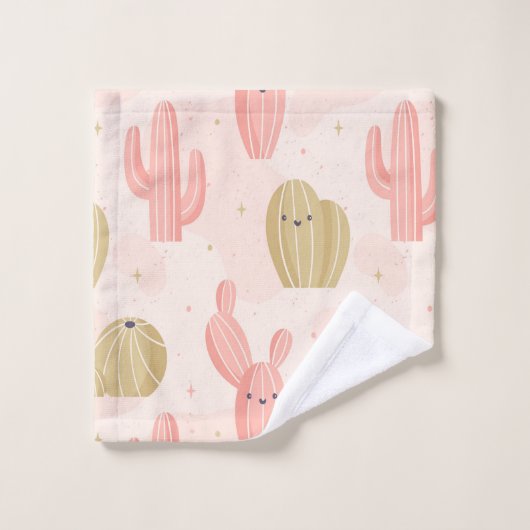 handgetekende schattige roze cactus bad handdoek (Wasdoekje)