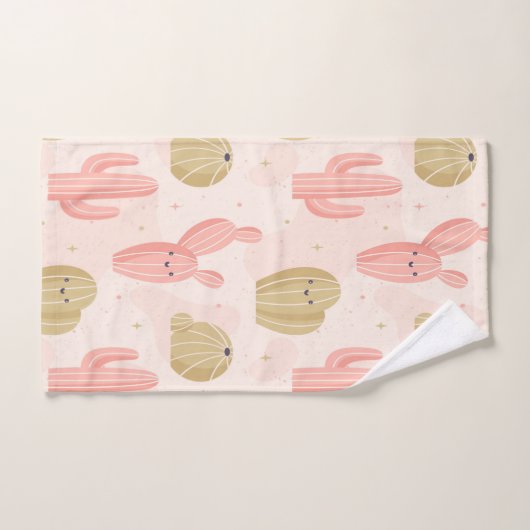 handgetekende schattige roze cactus bad handdoek (Handdoek)