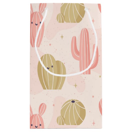 handgetekende schattige roze cactus klein cadeauzakje (Achterkant)
