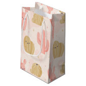 handgetekende schattige roze cactus klein cadeauzakje (Achterkant Gekanteld)