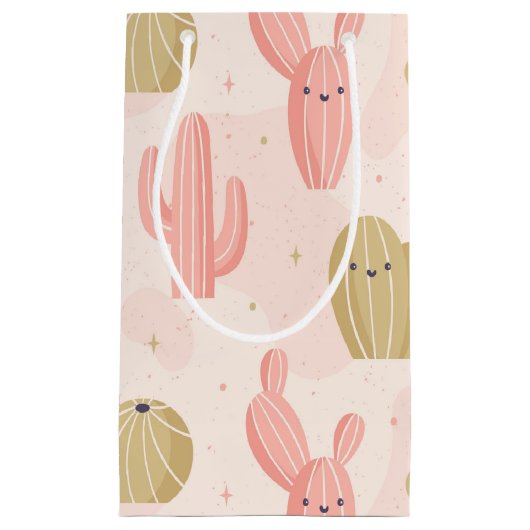 handgetekende schattige roze cactus klein cadeauzakje (Voorkant)