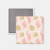 handgetekende schattige roze cactus magneet (Voorkant / Achterkant)